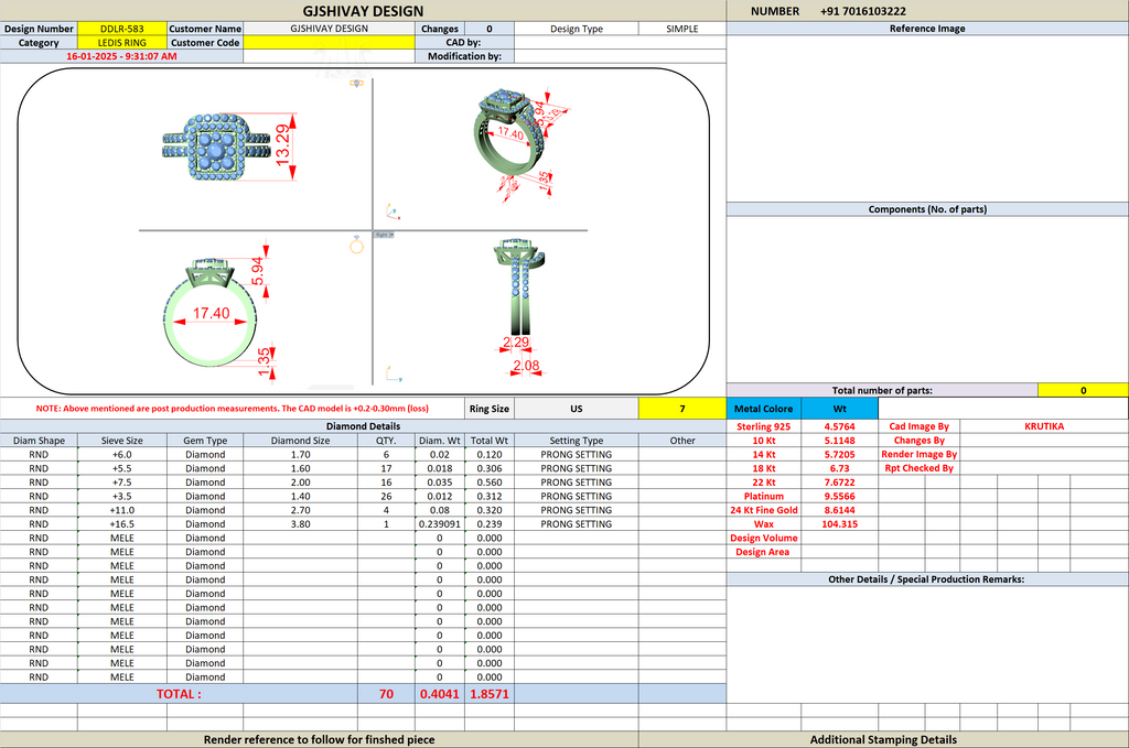 1.85 Carat Round Cut Lab-Grown Diamond Engagement Ring