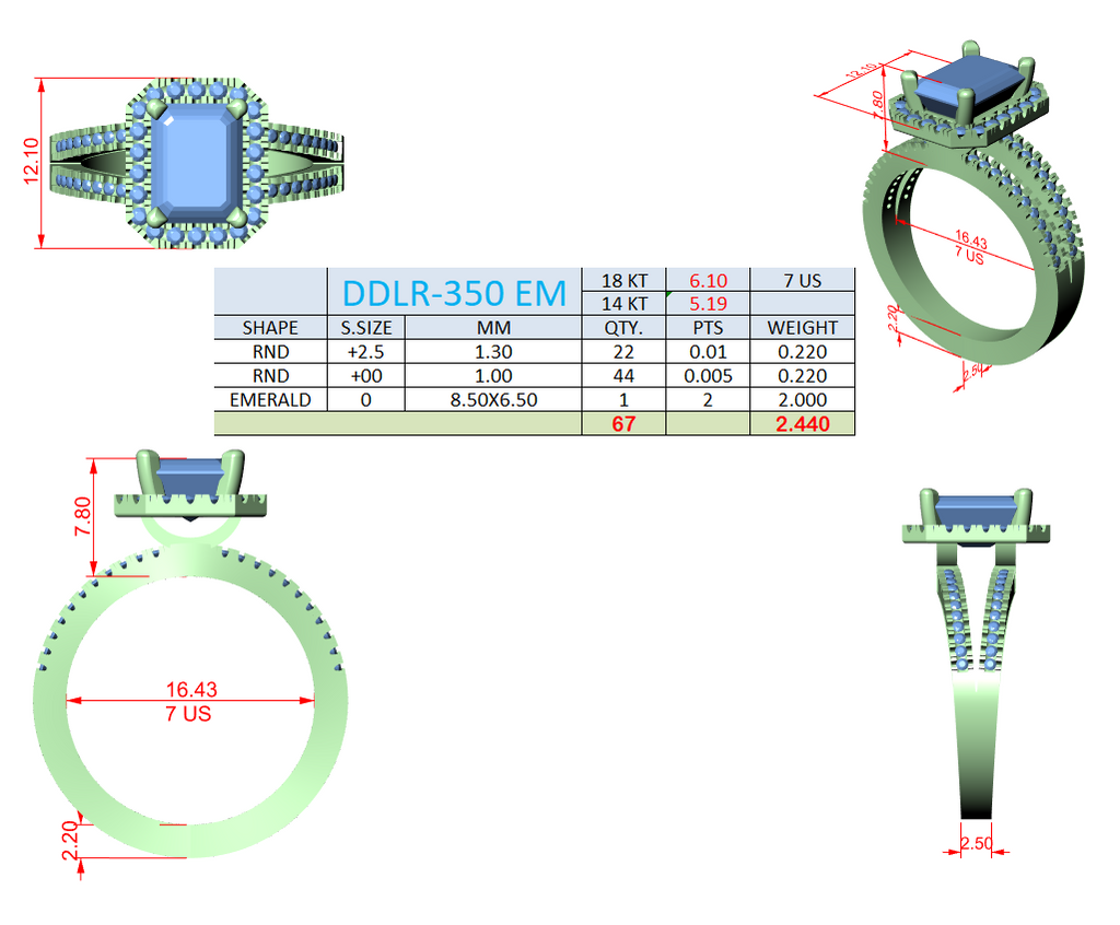 2.50 Carat Emerald Cut Lab-Grown Diamond Engagement Ring