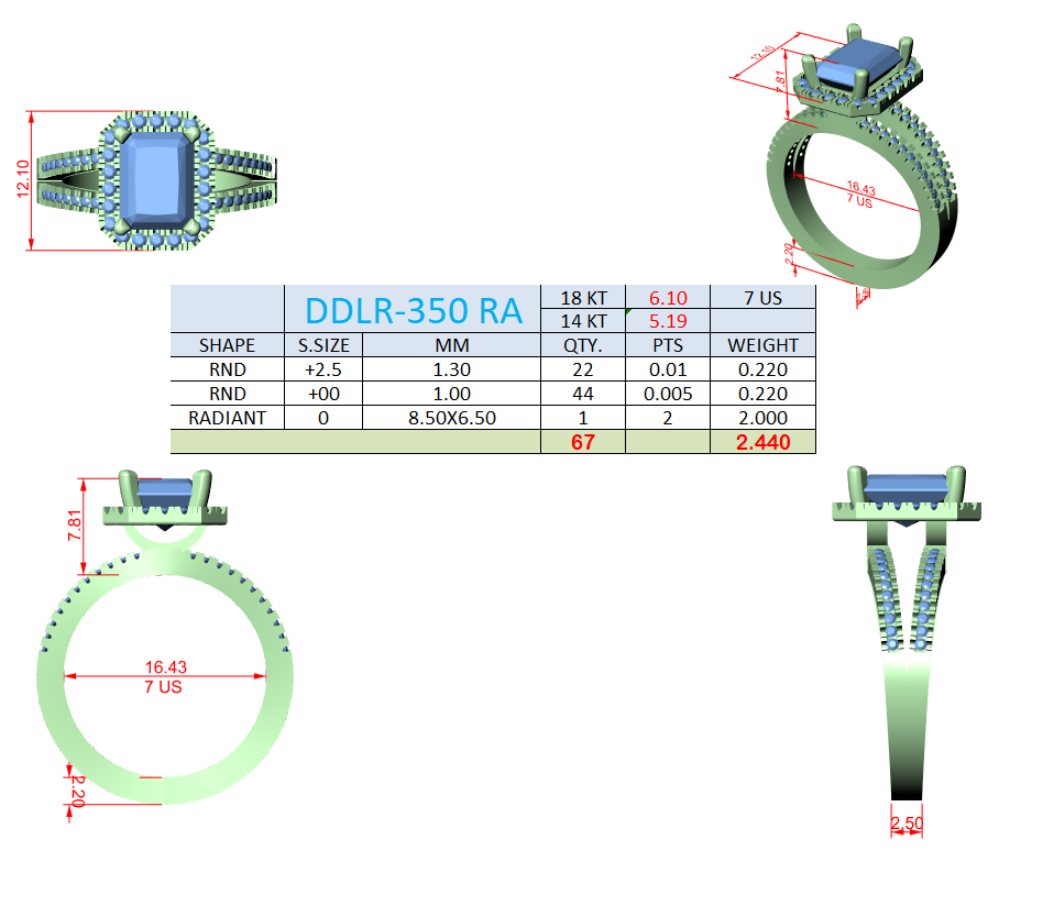 2.50 Carat Radiant Cut Lab-Grown Diamond Engagement Ring