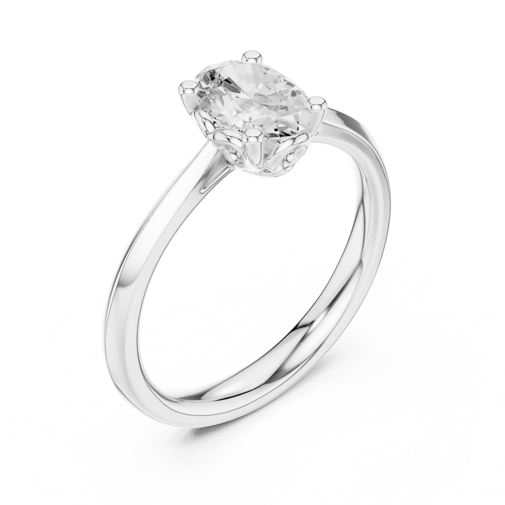 1 Carat Oval Cut Lab-Grown Diamond Engagement Ring in 14K White Gold ,VVS1 Clarity – SGL Certified