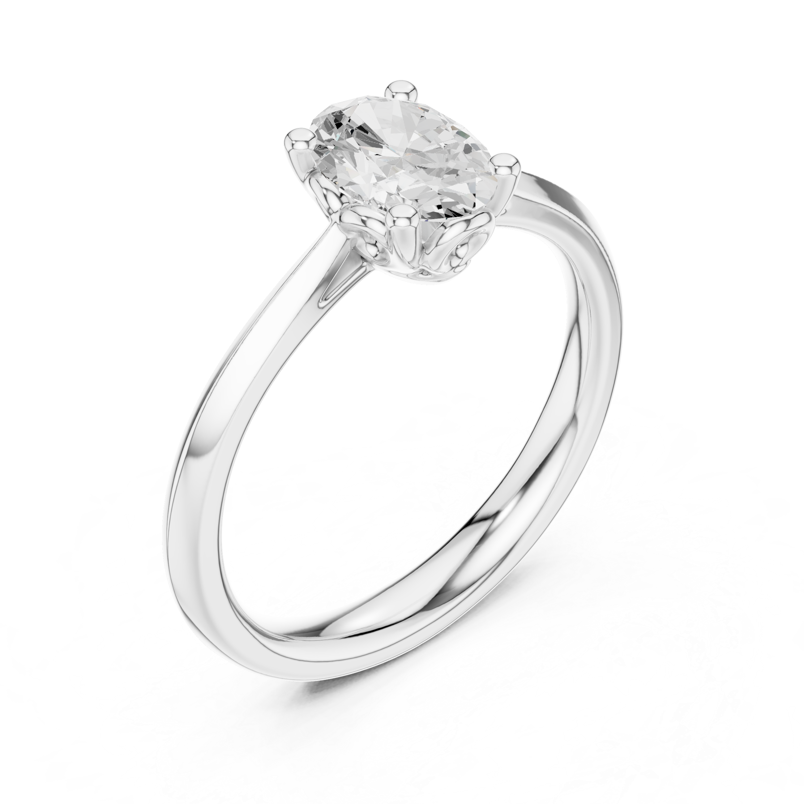 1 Carat Oval Cut Lab-Grown Diamond Engagement Ring in 14K White Gold ,VVS1 Clarity – SGL Certified