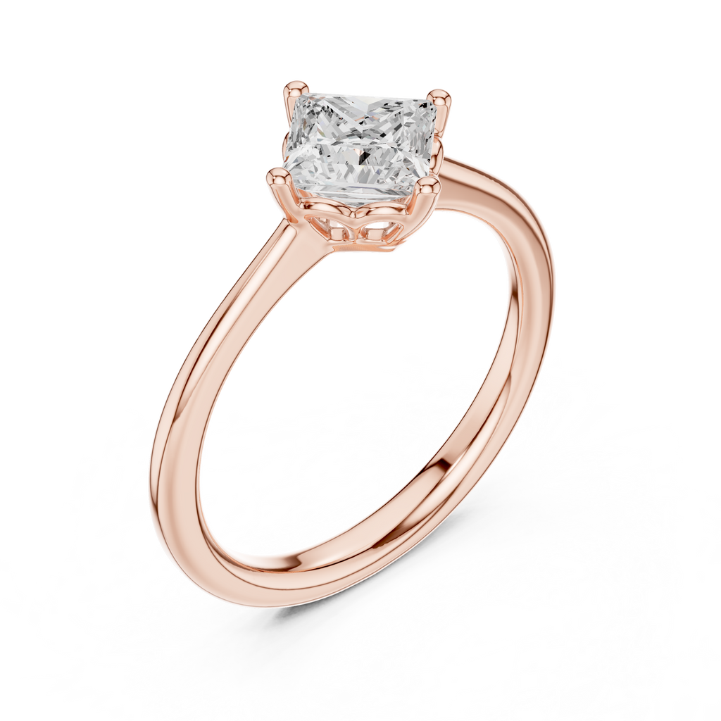 1 Carat Princess Cut Lab-Grown Diamond Solitaire Ring in 14K / 18K Gold , VVS1 Clarity – SGL Certified