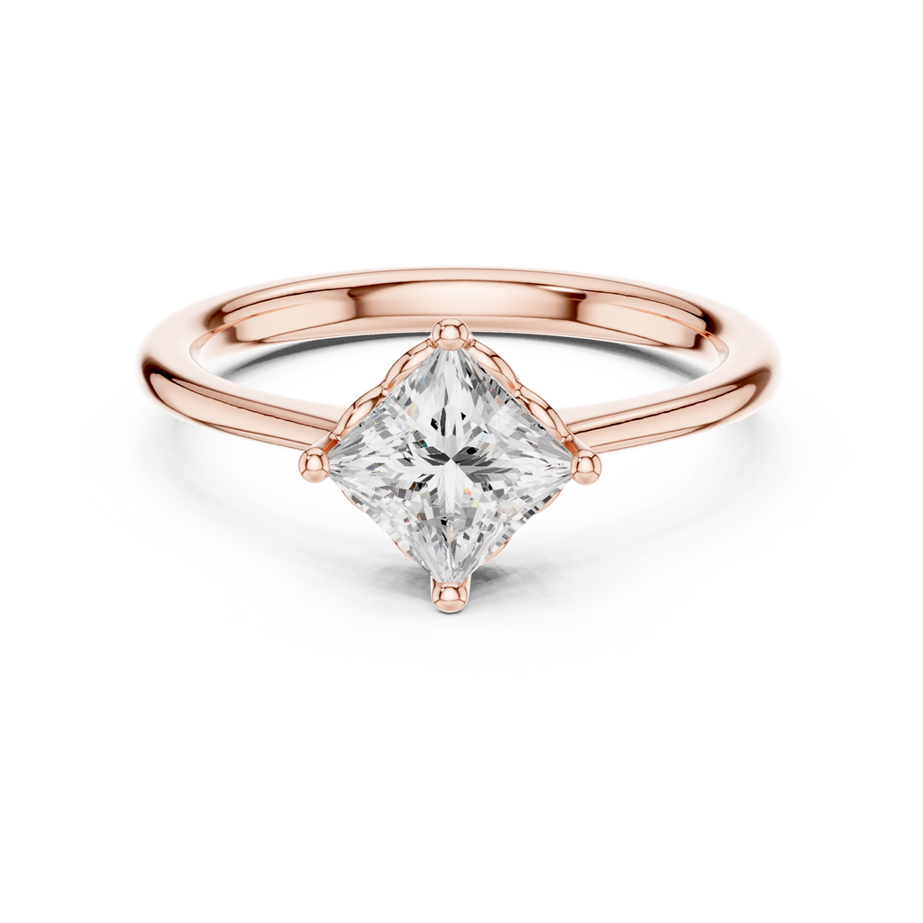 1 Carat Princess Cut Lab-Grown Diamond Solitaire Ring in 14K / 18K Gold , VVS1 Clarity – SGL Certified