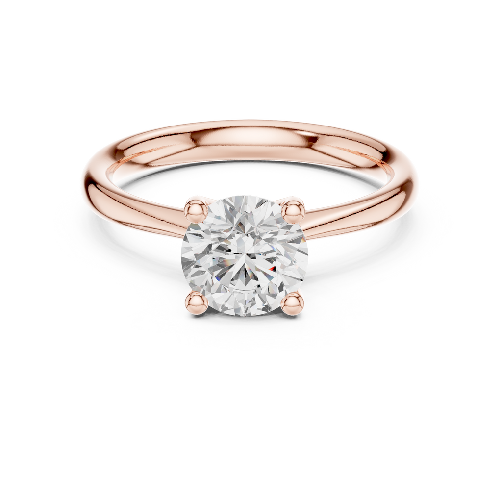 1 Carat Round Cut Lab-Grown Diamond Solitaire Ring in 14K / 18K Gold , VVS1 Clarity – SGL Certified