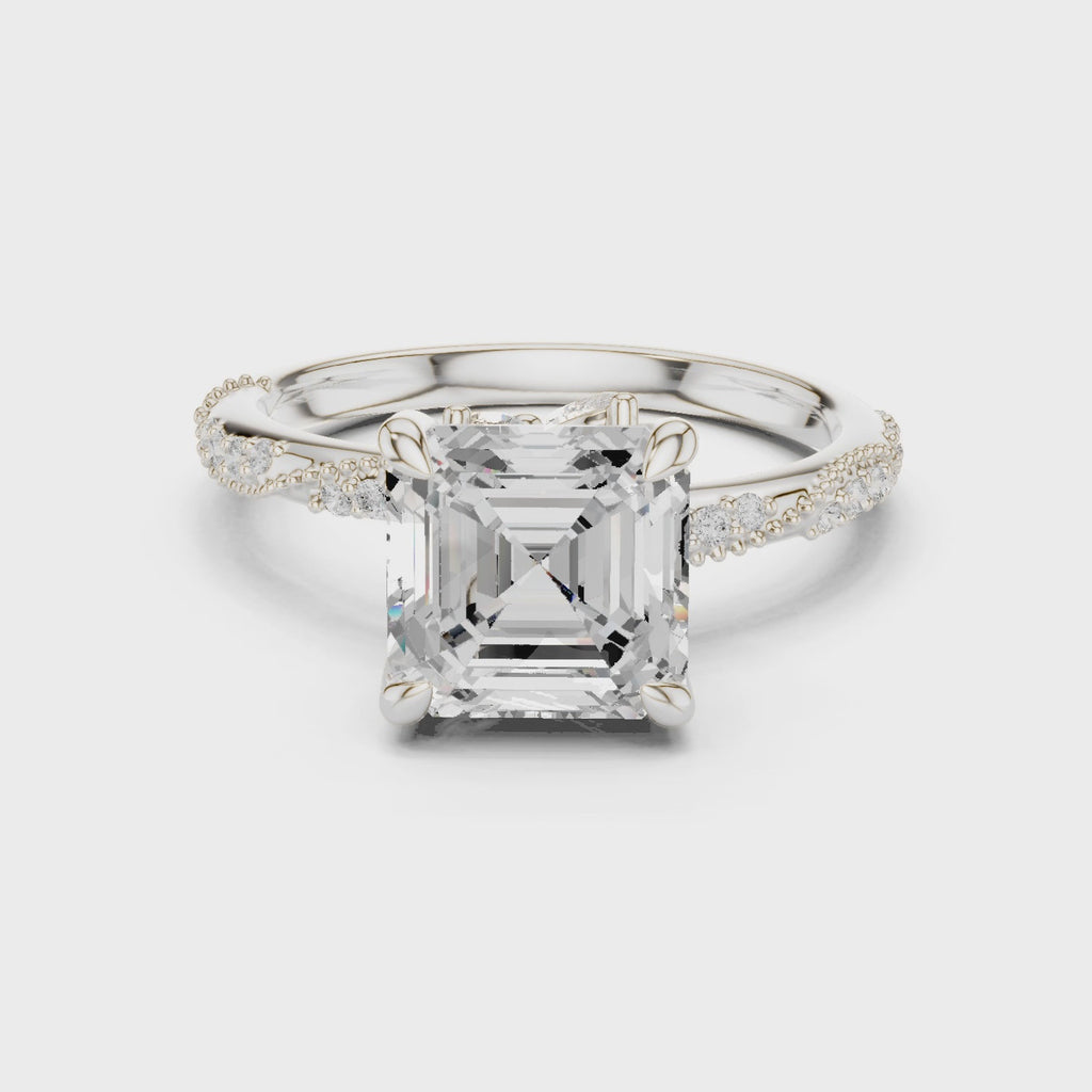 3.00 Carat Asscher Cut Lab-Grown Diamond Solitaire Ring in 14K / 18K Gold , VVS1 Clarity – SGL Certified