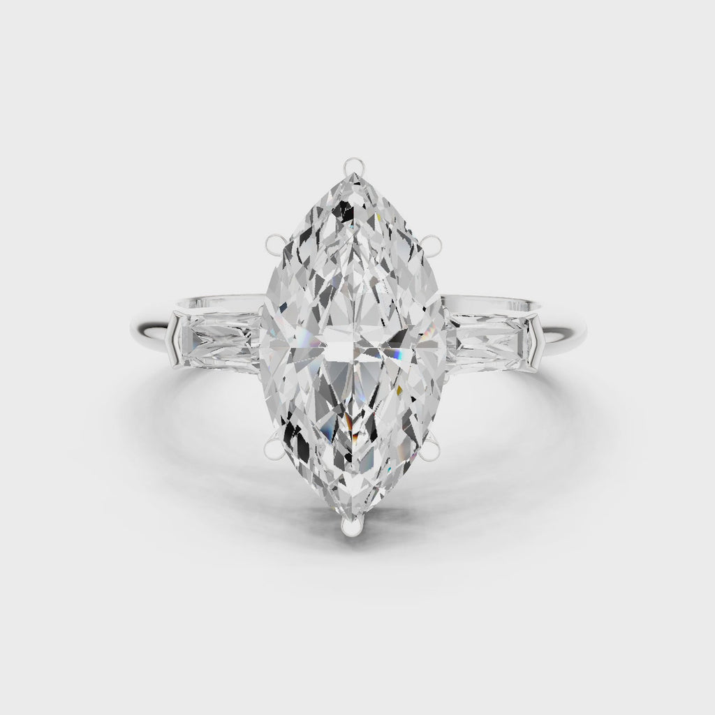 3.35 Carat Marquise Cut Lab-Grown Diamond Solitaire Ring in 14K / 18K Gold , VVS1 Clarity – SGL Certified