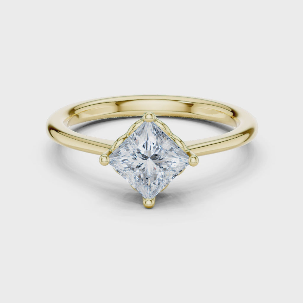 0.75 Carat Princess Cut Lab-Grown Diamond Solitaire Ring in 14K / 18K Gold VVS1 Clarity – SGL Certified