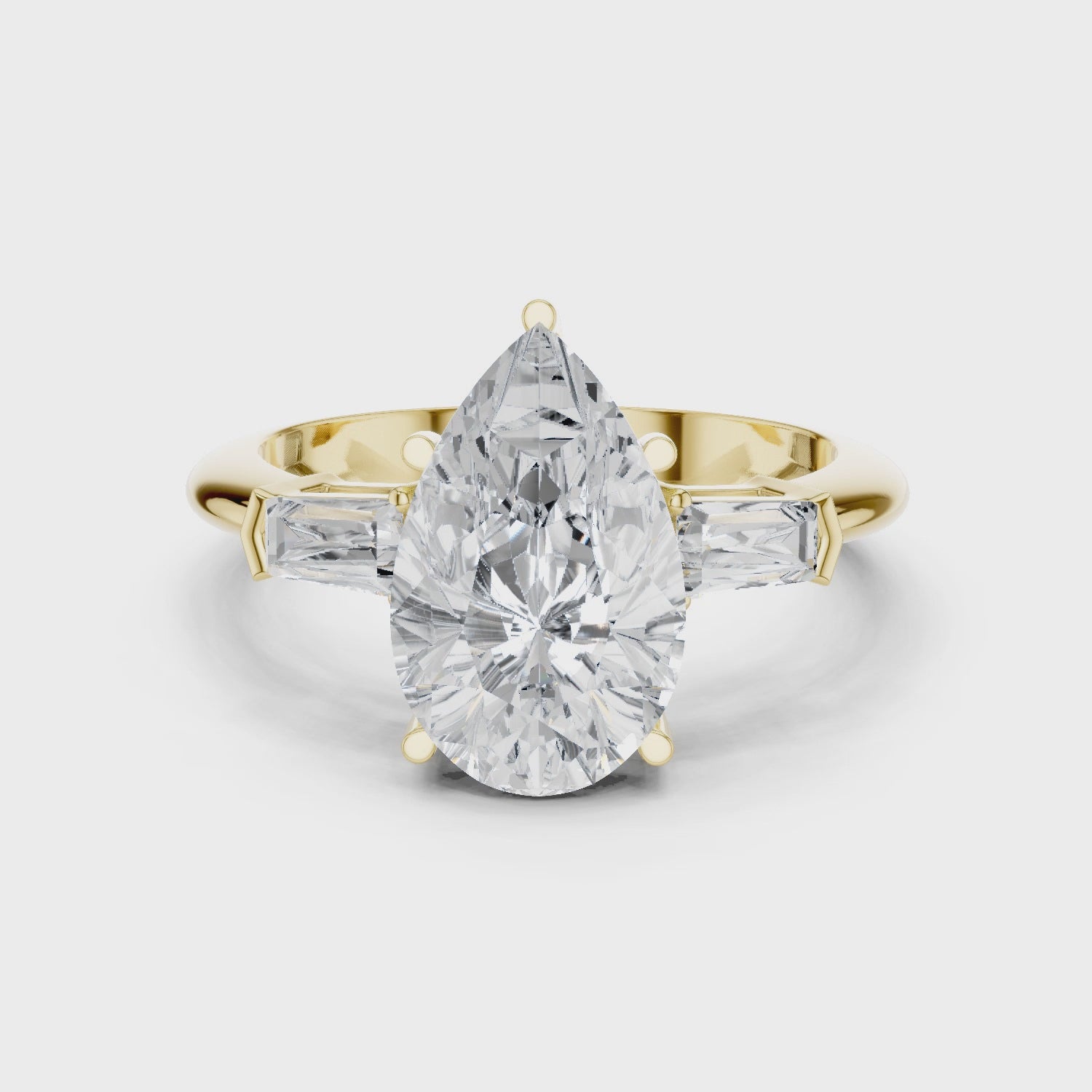 3.35 Carat Pear Cut Lab-Grown Diamond Solitaire Ring in 14K / 18K Gold , VVS1 Clarity – SGL Certified