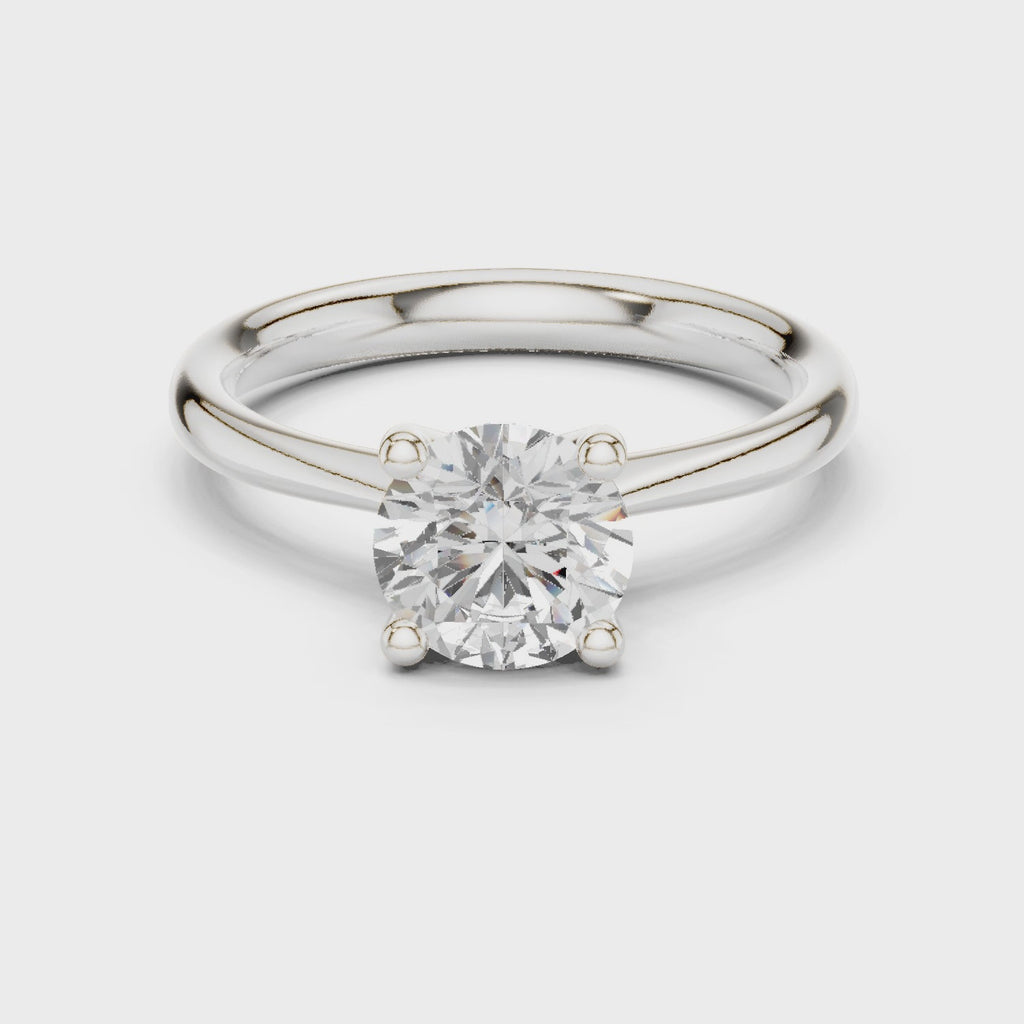 1 Carat Round Cut Lab-Grown Diamond Solitaire Ring in 14K / 18K Gold , VVS1 Clarity – SGL Certified