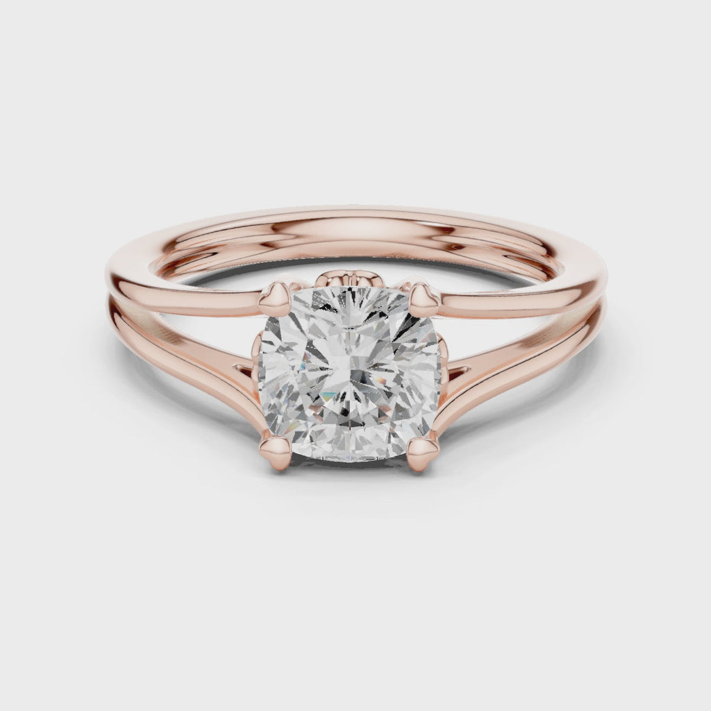 1.25 Carat Cushion Cut Lab-Grown Diamond Solitaire Ring in 14K / 18K Gold , VVS1 Clarity – SGL Certified
