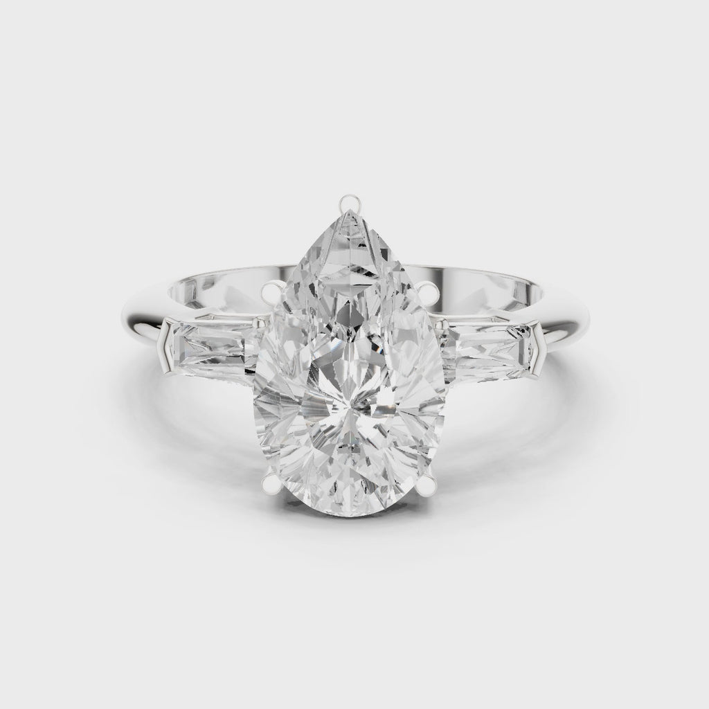 3.35 Carat Pear Cut Lab-Grown Diamond Solitaire Ring in 14K / 18K Gold , VVS1 Clarity – SGL Certified