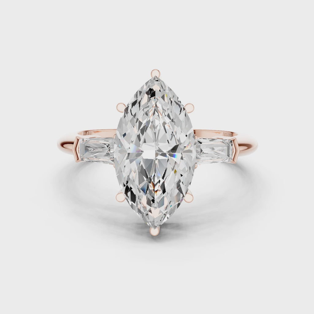 3.35 Carat Marquise Cut Lab-Grown Diamond Solitaire Ring in 14K / 18K Gold , VVS1 Clarity – SGL Certified
