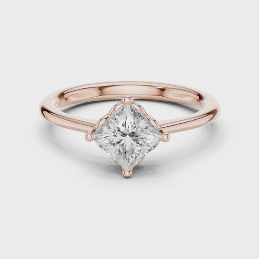0.75 Carat Princess Cut Lab-Grown Diamond Solitaire Ring in 14K / 18K Gold VVS1 Clarity – SGL Certified