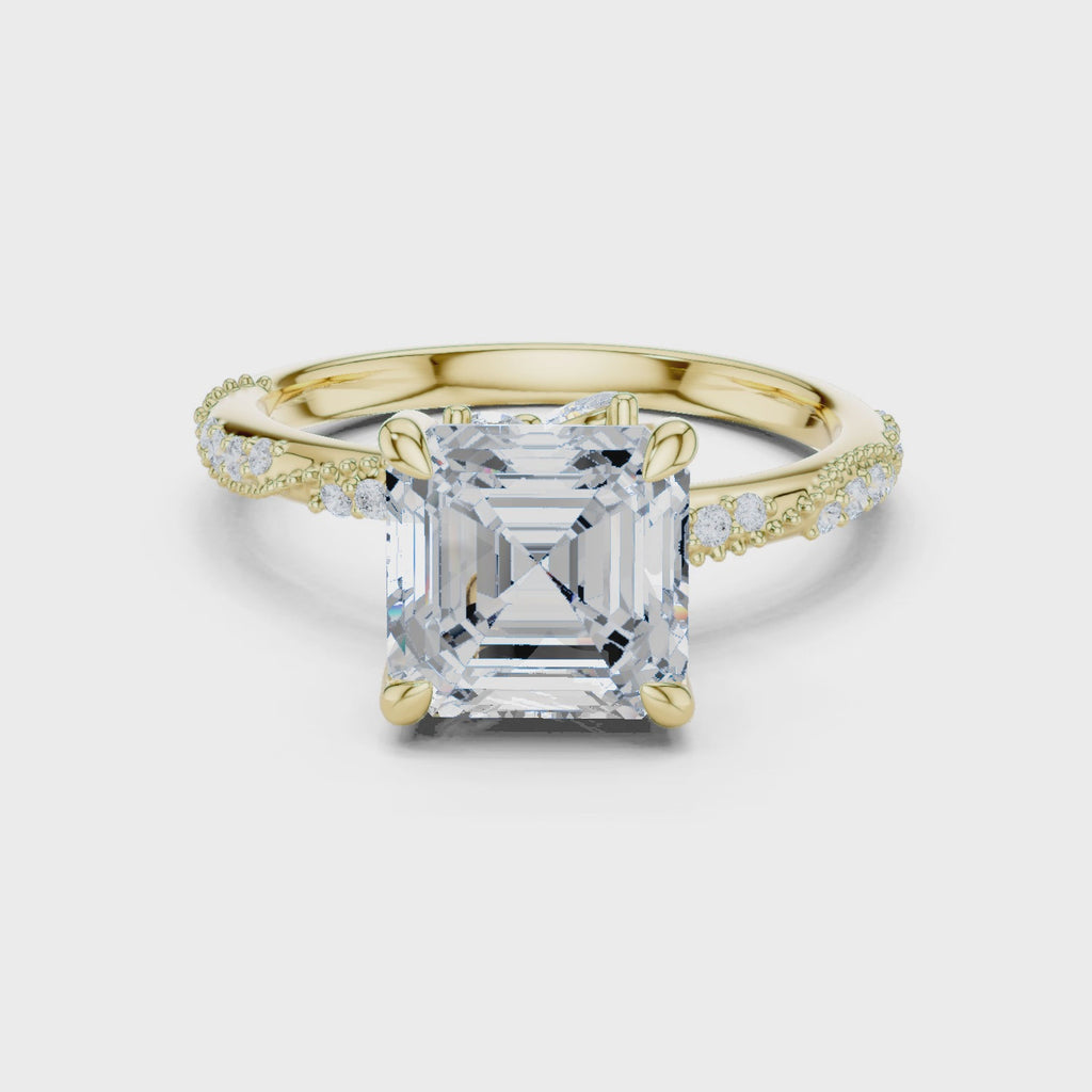 3.00 Carat Asscher Cut Lab-Grown Diamond Solitaire Ring in 14K / 18K Gold , VVS1 Clarity – SGL Certified
