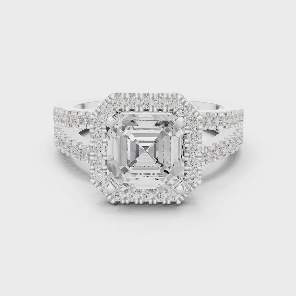 2.50 Carat Asscher Cut Lab-Grown Diamond Solitaire Engagement Ring
