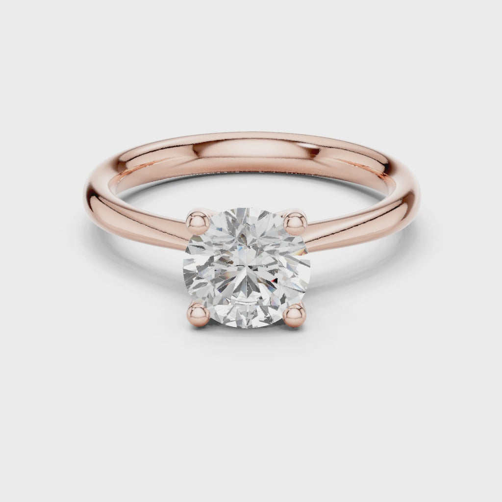1 Carat Round Cut Lab-Grown Diamond Solitaire Ring in 14K / 18K Gold , VVS1 Clarity – SGL Certified