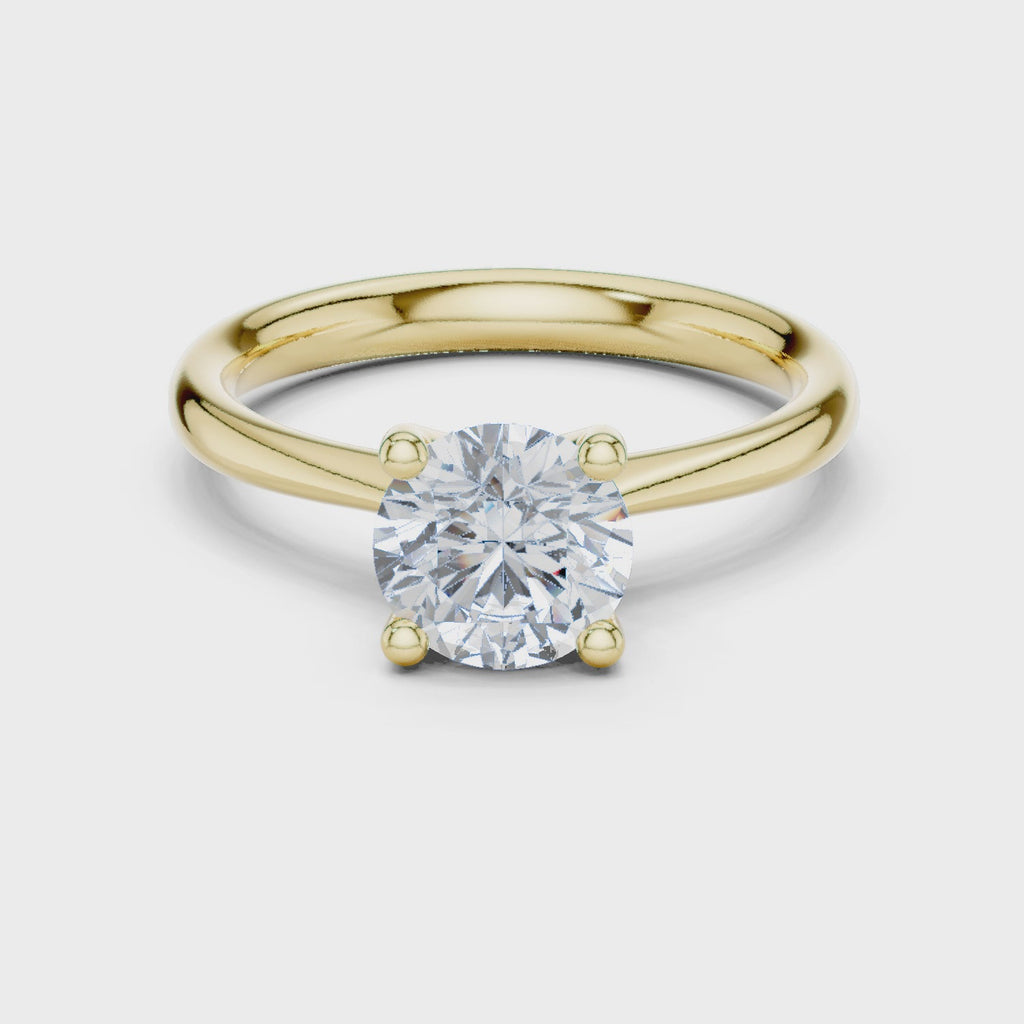 1 Carat Round Cut Lab-Grown Diamond Solitaire Ring in 14K / 18K Gold , VVS1 Clarity – SGL Certified