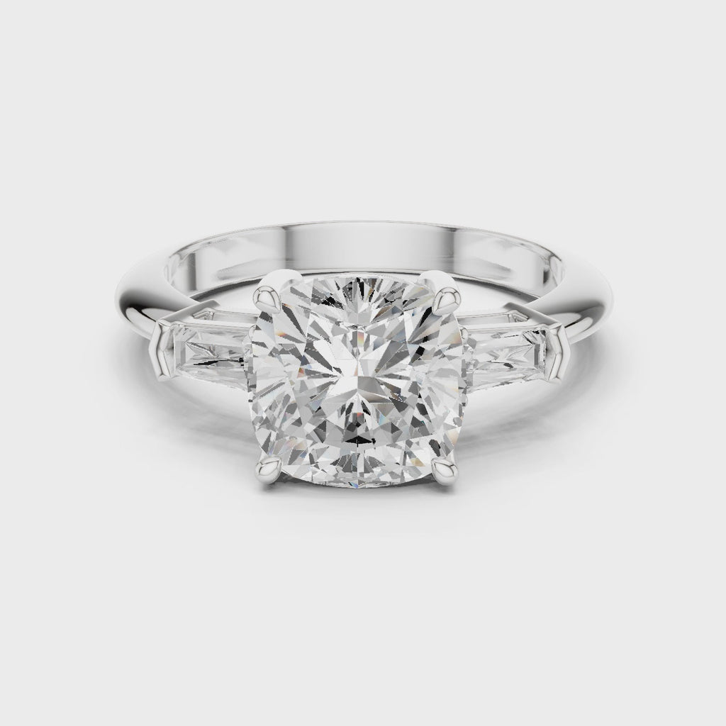 3.35 Carat Cushion Cut Lab-Grown Diamond Solitaire Ring in 14K / 18K Gold , VVS1 Clarity – SGL Certified