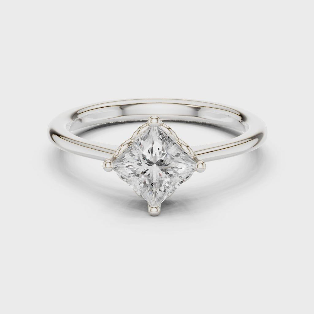 1 Carat Princess Cut Lab-Grown Diamond Solitaire Ring in 14K / 18K Gold , VVS1 Clarity – SGL Certified