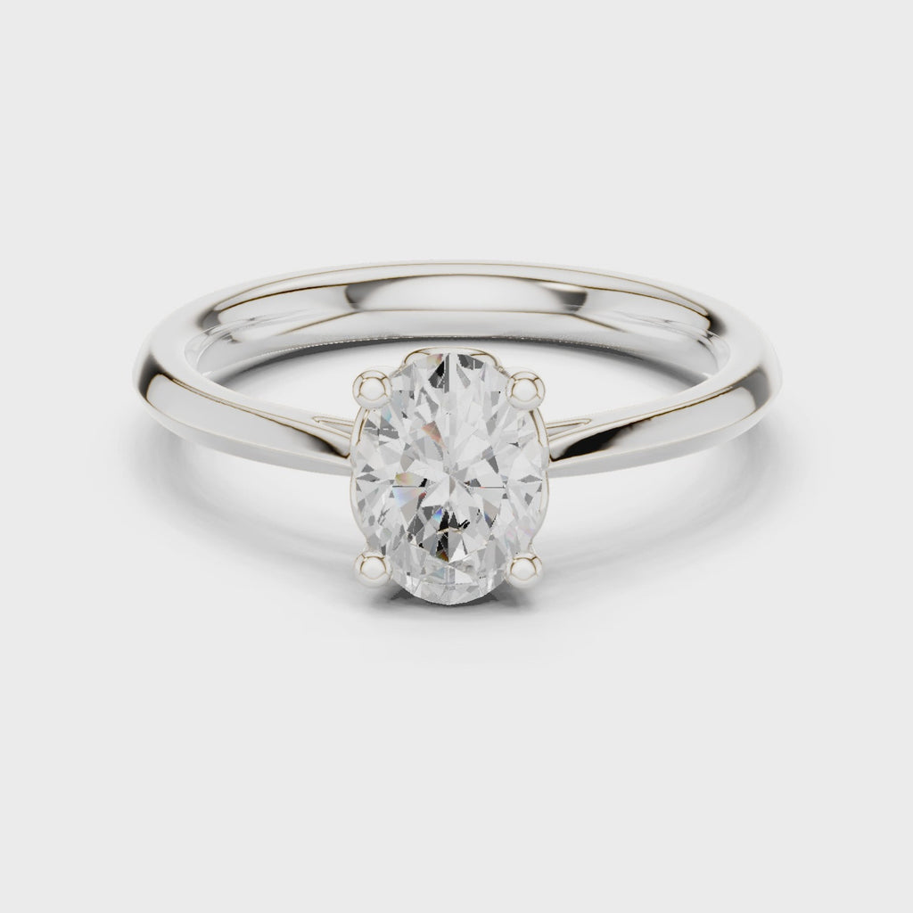 1 Carat Oval Cut Lab-Grown Diamond Engagement Ring in 14K White Gold ,VVS1 Clarity – SGL Certified